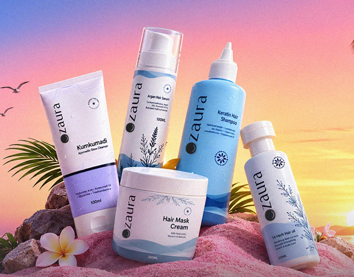 The line-up, composited as one shot — five products, one light source.